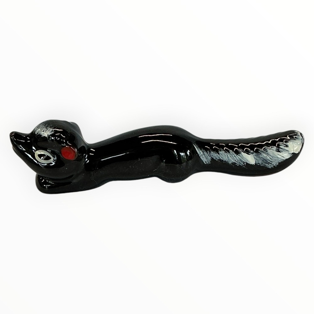 Vintage Japan Skunk‎ Figurine Redware Pottery Mid Century Modern